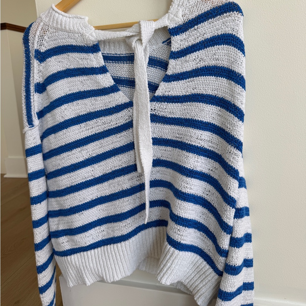 J. Crew Blue and White Striped Sweater